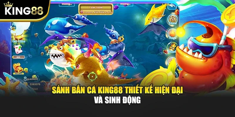Sảnh bắn cá KING88 thiết kế hiện đại và sinh động